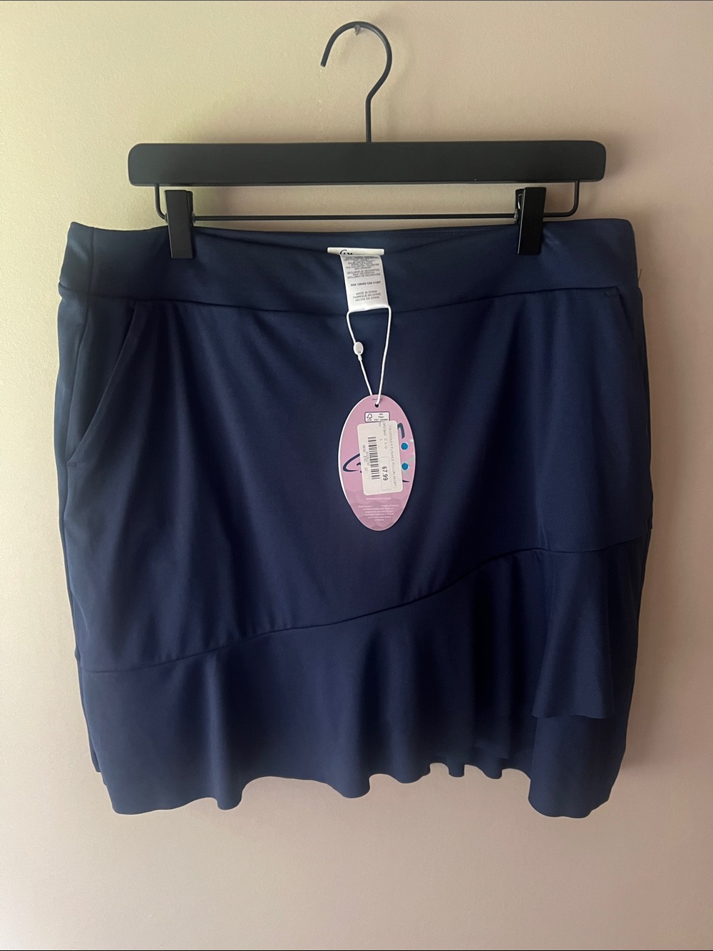 Greg Norman Collection Navy A-Line Skirt with Ruffle Hem